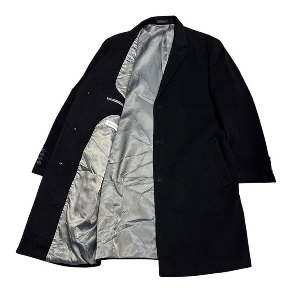 CALVIN KLEIN Wool & Cashmere Luxury Winter Casual Long Trench Pea Coat Men Large - Picture 4 of 7